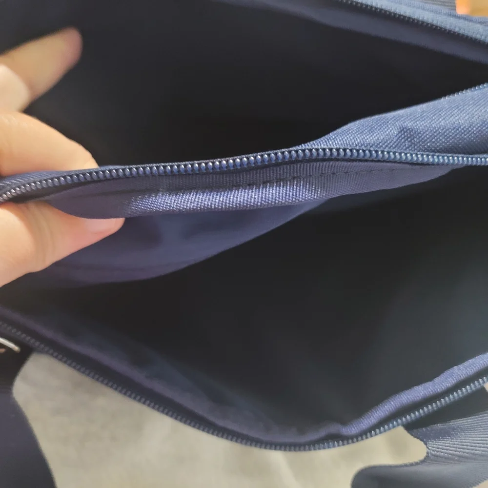 New Laptop Bag Messenger Travel Navy Blue Bella Russo Work Tote Silver Hardware‎
